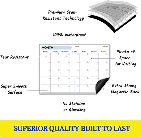 Monthly Magnetic Calendar for Refrigerator - 17x12" Dry Erase Fridge Calendar Magnet Organizes 2025 Schedules, Offices, Kids Chores, Meals, More - Whiteboard with 4 Markers & Eraser by Quick Canary in Saudi Arabia