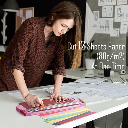 Firbon A4 Paper Cutter 12 Inch Titanium Straight Paper Trimmer with Side Ruler for Scrapbooking Craft, Paper, Coupon, Label, Cardstock(Pink) in Kuwait