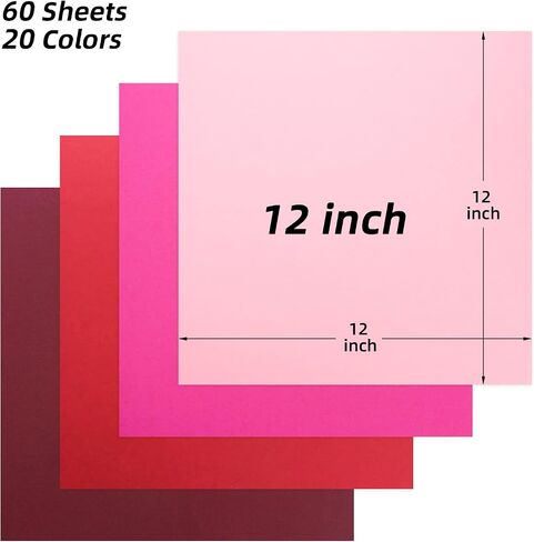 60 Sheets Colored Card Stock Paper 250 gsm 85 lb 12 x 12 20 Assorted Color Cardstock Colorful Paper for Cricut Card Making Paper Crafting in Saudi Arabia