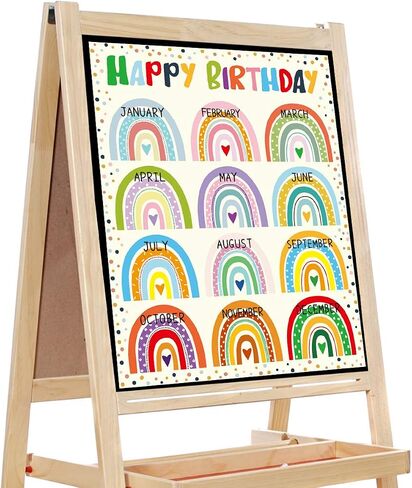 Happy Birthday Poster Chart Bright Color Rainbow with Dots 17" x 22" Class Birthday Decoration in Saudi Arabia
