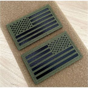 2x3.5" Infrared IR US USA American Flag Patch Tactical Vest Patch Hook-Fastener Backing(1 Left + 1 Right） (Black) in Saudi Arabia