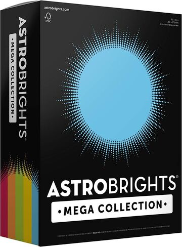 Astrobrights Mega Collection, Colored Paper, "Brilliant" 5-Color Assortment, 625 Sheets, 24 lb/89 gsm, 8.5" x 11 - MORE SHEETS! (91684) in Saudi Arabia