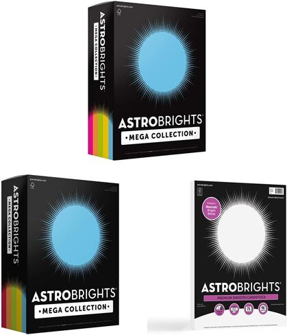 Astrobrights Mega Collection, Colored Paper, "Brilliant" 5-Color Assortment, 625 Sheets, 24 lb/89 gsm, 8.5" x 11 - MORE SHEETS! (91684) in Saudi Arabia