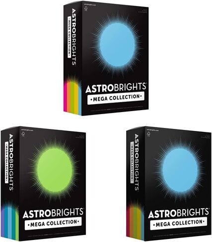 مجموعة Astrobrights Mega، ورق ملون، تشكيلة "رائعة" من 5 ألوان، 625 ورقة، 24 رطل/89 جرامًا للمتر المربع، 8.5 بوصة × 11 - المزيد من الأوراق! (91684) in Kuwait