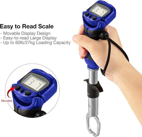 Piscifun Fish Gripper with Digital Fish Scale, Memory Function Fishing Scale, Save Up to Most 10 Set of Weight, Water-Resistant, Portable Stainless Steel Fish Lip Gripper, Fishing Gear Gift for Men in Saudi Arabia