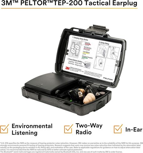 مجموعة سدادات الأذن التكتيكية TEP-200 من 3M، NRR 23 ديسيبل، قابلة لإعادة الشحن، تقليل الضوضاء، الإنشاء، تطبيق القانون in Kuwait