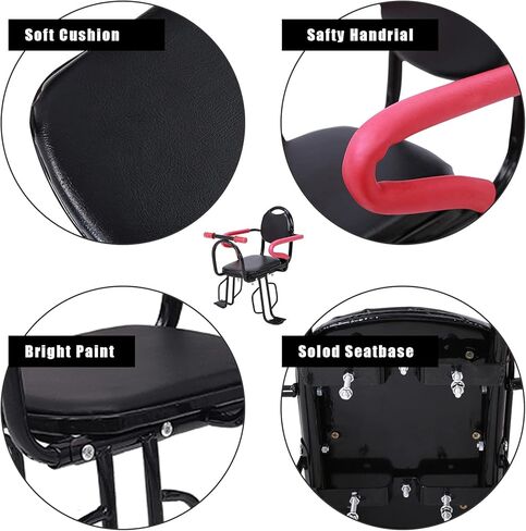 TWSOUL Rear Bicycle Seat for Child, Quick Dismounting Mount Kid Carrier, with Non-Slip Armrests, Protective Netand Pedals Padded Seat Belt, with Installation Tools (UP to 120 Pound) in Kuwait