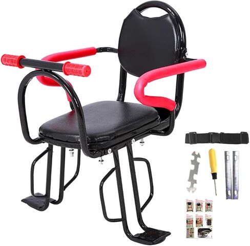 TWSOUL Rear Bicycle Seat for Child, Quick Dismounting Mount Kid Carrier, with Non-Slip Armrests, Protective Netand Pedals Padded Seat Belt, with Installation Tools (UP to 120 Pound) in Kuwait