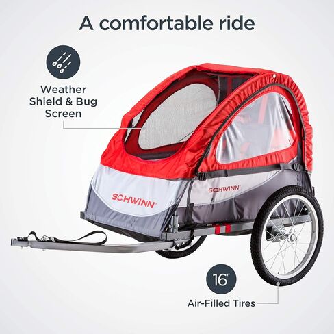 Schwinn Trailblazer Child Bike Trailer, Single Baby Carrier, Canopy, 16-inch Wheels, Red in Saudi Arabia