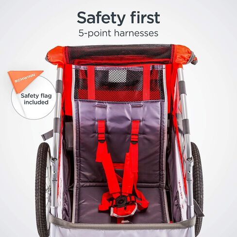 Schwinn Trailblazer Child Bike Trailer, Single Baby Carrier, Canopy, 16-inch Wheels, Red in Saudi Arabia