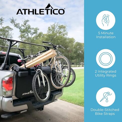 وسادة الباب الخلفي للدراجات من Athletico - وسادات دراجة الباب الخلفي للشاحنة - وسادة الباب الخلفي للدراجة تحمل ما يصل إلى 6 دراجات - تحمي سرير الشاحنة والدراجات الجبلية - وسادة الباب الخلفي لدراجة الشاحنة (شاحنة صغيرة (عرض 54 بوصة) متوسطة الحجم) in Saudi Arabia
