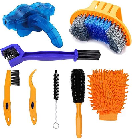 8PCS Bike/Bicycle Cleaning Tool Kit- Bike Cleaning Brush,Bike Chain Cleaner,Mountain Bike Maintenance Tool,Suitable for Mountain, Road, City, Hybrid,BMX Bike,Folding Bike in Saudi Arabia