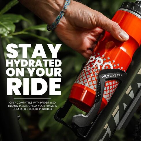 PRO BIKE TOOL Bike Water Bottle Holder - Lightweight, Glass Fiber Bicycle Water Bottle Cage in a Sleek Modern Design, Bike Bottle Holder for Road and Mountain Bikes (MTB) - Universal Bottle Cage in Saudi Arabia