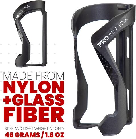 PRO BIKE TOOL Bike Water Bottle Holder - Lightweight, Glass Fiber Bicycle Water Bottle Cage in a Sleek Modern Design, Bike Bottle Holder for Road and Mountain Bikes (MTB) - Universal Bottle Cage in Saudi Arabia