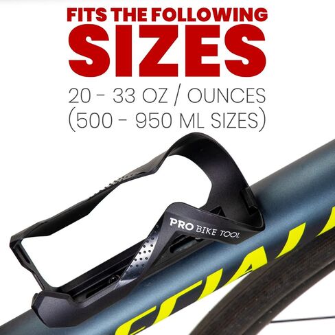 PRO BIKE TOOL Bike Water Bottle Holder - Lightweight, Glass Fiber Bicycle Water Bottle Cage in a Sleek Modern Design, Bike Bottle Holder for Road and Mountain Bikes (MTB) - Universal Bottle Cage in Saudi Arabia