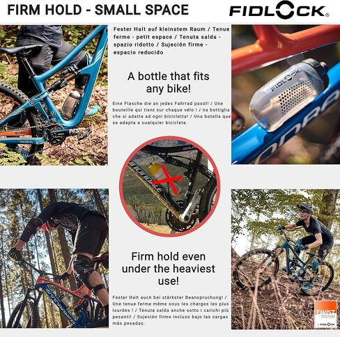 مجموعة زجاجات FIDLOCK Twist 450 - حامل زجاجة مياه للدراجة مع زجاجة مرفقة - حامل مغناطيسي خالٍ من القفص، أسود in Kuwait