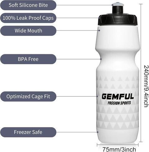 GEMFUL Bike Water Bottle BPA Free 750 ml 2 Pack in Saudi Arabia