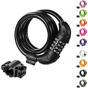 Titanker Bike Cable Lock, Bike Locks Cable 4 Feet Coiled Secure Resettable Combination Bike Lock with Mounting Bracket 1/2 Inch