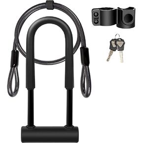 UBULLOX Bike U Lock Heavy Duty Bike Lock Bicycle U Lock, 16mm Shackle and 4ft/6ft Length Security Cable with Sturdy Mounting Bracket for Bicycle, Motorcycle and More
