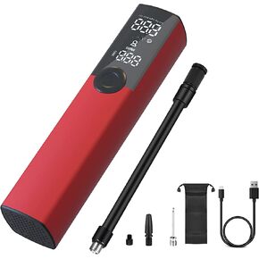 مضخة دراجة كهربائية منفاخ إطارات Woowind BP188، مضخة هواء محمولة للدراجات، إيقاف تلقائي مع صمام بريستا وشرايدر، 150 رطل لكل بوصة مربعة وقابلة لإعادة الشحن (أحمر) in Kuwait