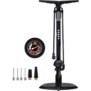 Bike Floor Pump with Gauge,Floor Bicycle Pump with Both Presta and Schrader Bicycle Pumps Valves High Pressure 160Psi Multi-Purpose Portable Air Pump for Road Bike MTB Sports Balls
