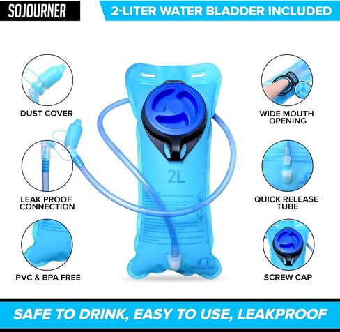 Sojourner Rave Hydration Pack - Hydration Backpack - Hydropack with 2L Bladder - Water Backpack for Festivals, Hiking, Running, Biking and More in Kuwait