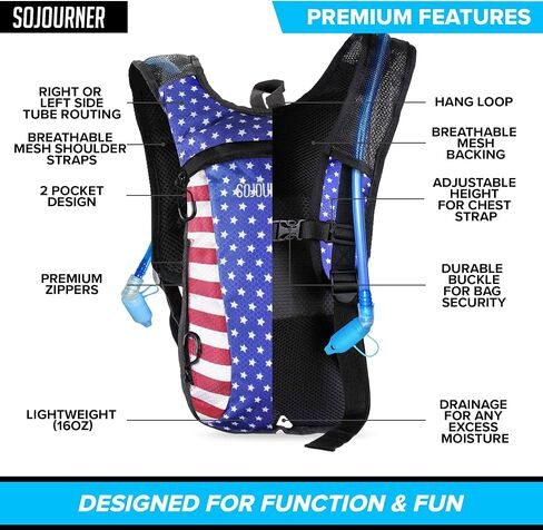 Sojourner Rave Hydration Pack - Hydration Backpack - Hydropack with 2L Bladder - Water Backpack for Festivals, Hiking, Running, Biking and More in Kuwait