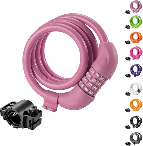 Titanker Bike Cable Lock, Bike Locks Cable 4 Feet Coiled Secure Resettable Combination Bike Lock with Mounting Bracket 1/2 Inch in Kuwait