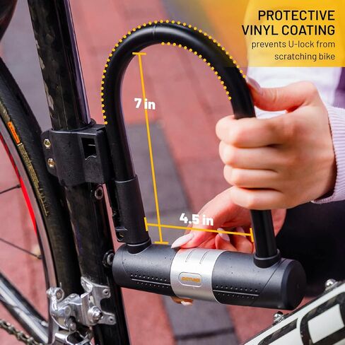 Bike U-Lock - Sigtuna Bike Lock Heavy Duty Anti-Theft with 4ft/1.2m Cable, Bicycle U-Lock with Sturdy Mounting Bracket for Mountain Bikes, Ebikes, Scooters in Saudi Arabia