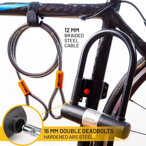 Bike U-Lock - Sigtuna Bike Lock Heavy Duty Anti-Theft with 4ft/1.2m Cable, Bicycle U-Lock with Sturdy Mounting Bracket for Mountain Bikes, Ebikes, Scooters in Saudi Arabia