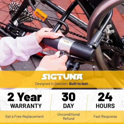 Bike U-Lock - Sigtuna Bike Lock Heavy Duty Anti-Theft with 4ft/1.2m Cable, Bicycle U-Lock with Sturdy Mounting Bracket for Mountain Bikes, Ebikes, Scooters in Saudi Arabia