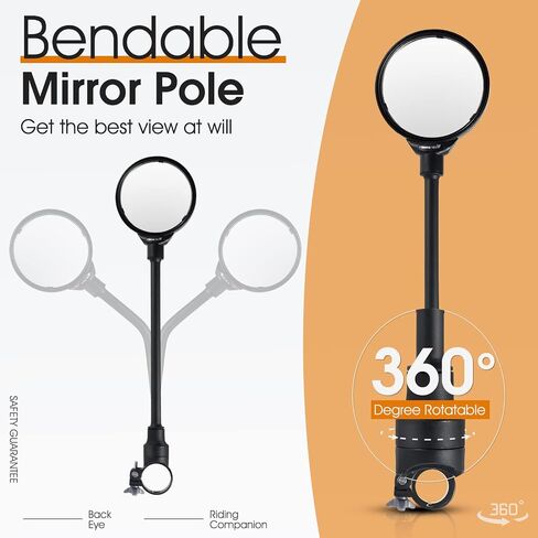 West Biking Bike Mirror Handlebar Mount, Adjustable Rotatable Bicycle Rear View Mirror, Wide Angle Acrylic Convex Safety Mirror for Mountain Road Bike in Saudi Arabia