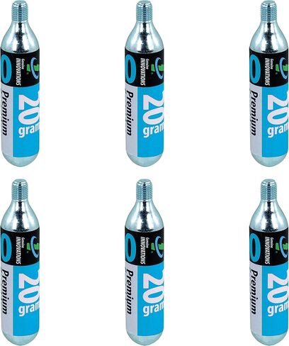 Genuine Innovations G2132, Bicycle CO2 Cartridges, Threaded, 20g, Pack of 6, Silver in Kuwait