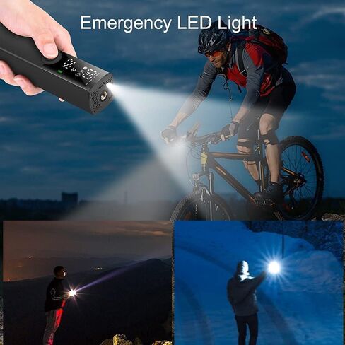 مضخة دراجة كهربائية منفاخ إطارات Woowind BP188، مضخة هواء محمولة للدراجات، إيقاف تلقائي مع صمام بريستا وشرايدر، 150 رطل لكل بوصة مربعة وقابلة لإعادة الشحن (أحمر) in Kuwait