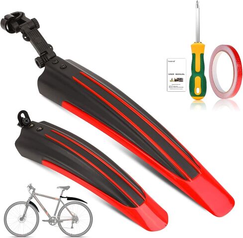 TAGVO Bike Fender Set, 2 Parts-Universal Full Cover Thicken Widen Bicycle Mudguard Set Mountain Bike Front and Rear Mud Guard Portable Adjustable Bike Fender Mudflap for MTB Mountain Road Bike in Saudi Arabia