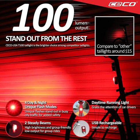 CECO-USA: مصباح أمامي 1000 لومن وحزمة كومبو 100 لومن تيل لايت لعازفي الدراجات الذين يريدون رؤية بعيد ويمكن رؤيته من بعيد. أبهى مجموعة إضاءة دراجة قابلة للشحن عن طريق USB متاحة لجميع عازفي الدراجات in Kuwait