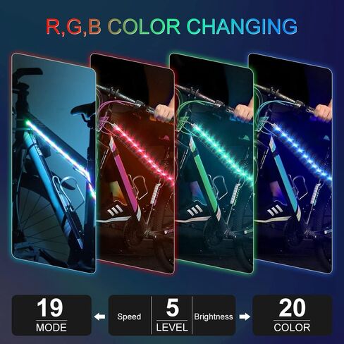 أضواء الدراجة DANCRA LED ضوء إطار الدراجة لركوب الليل، شريط إضاءة مقاوم للماء يعمل بالبطارية مع لون RGB، أضواء تزيين ساطعة للسكوتر، الدراجة ثلاثية العجلات، ملحقات إضاءة الدراجة in Kuwait