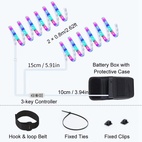 أضواء الدراجة DANCRA LED ضوء إطار الدراجة لركوب الليل، شريط إضاءة مقاوم للماء يعمل بالبطارية مع لون RGB، أضواء تزيين ساطعة للسكوتر، الدراجة ثلاثية العجلات، ملحقات إضاءة الدراجة in Kuwait