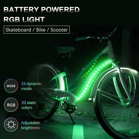 أضواء الدراجة DANCRA LED ضوء إطار الدراجة لركوب الليل، شريط إضاءة مقاوم للماء يعمل بالبطارية مع لون RGB، أضواء تزيين ساطعة للسكوتر، الدراجة ثلاثية العجلات، ملحقات إضاءة الدراجة in Kuwait