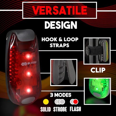 BLITZU 4 Pack LED Safety Lights Gear for Kids, Women & Men. Great for Bike Tail Light, Kayak, Dog Collar, Stroller, Walking, Boat, Runners, Night Running Blinking Warning Reflective Light Accessories in Saudi Arabia