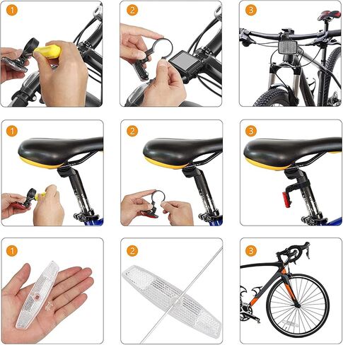 VICDUEKG 6 Pcs Bicycle Reflectors Front and Rear Kit Bike Wheel Spoke Reflectors Accessories, Mountain Bike Safety Warning Reflectors for Night Cycling, Handlebar, Seatpost in Saudi Arabia