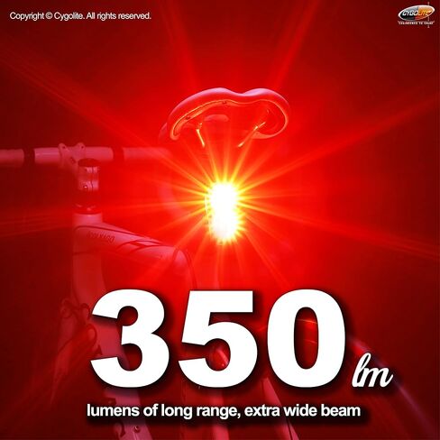 Cygolite Hypershot - ضوء خلفي للدراجة 350 لومن - 7 أوضاع ليلية ونهارية - سرعات فلاش قابلة للتعديل من قبل المستخدم - مدمجة ومتينة - مقاومة للماء IP64 - حامل صلب آمن - USB قابل لإعادة الشحن - رائع للشوارع المزدحمة in Saudi Arabia