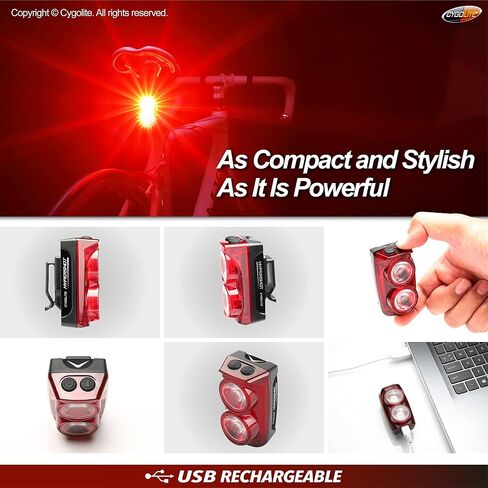 Cygolite Hypershot - ضوء خلفي للدراجة 350 لومن - 7 أوضاع ليلية ونهارية - سرعات فلاش قابلة للتعديل من قبل المستخدم - مدمجة ومتينة - مقاومة للماء IP64 - حامل صلب آمن - USB قابل لإعادة الشحن - رائع للشوارع المزدحمة in Saudi Arabia