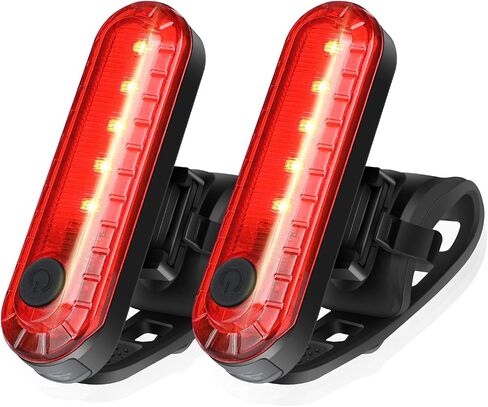 Ascher USB Rechargeable LED Bike Tail Light 2 Pack, Bright Bicycle Rear Cycling Safety Flashlight, 330mah Lithium Battery, 4 Light Mode Options, (2 USB Cables Included) in Kuwait