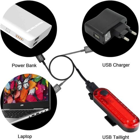 أضواء خلفية الدراجة الساطعة، مصباح خلفي قابل للشحن USB لركوب الدراجات ليلاً، 4 خيارات وضع الإضاءة ضوء ضوء دراجة سهلة التركيب للأطفال والنساء والرجال (حزمتان) in Kuwait