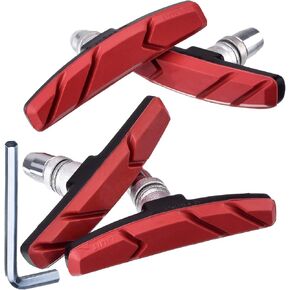 Hotop 2 Pairs V Bike Brake Pads with Hex Nuts and Spacers V Bicycle Brake Blocks Set 70 mm
