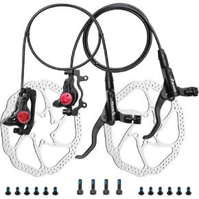 MEROCA Mountain Bike Hydraulic Brake Set with 160mm Six Spike Discs,Hydraulic Brake Set Left Front 800mm Right Rear 1400mm,Pm Adapter Included. in Kuwait