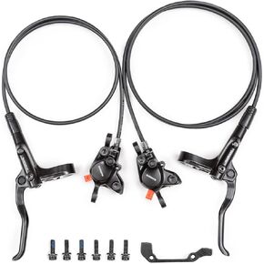 Cyclon Shimano MT200 MTB Hydraulic Disc Brakes Set, Left Front 800mm Right Rear 1400mm with Rear PM/is Adapter Aluminum Alloy Hydraulic Bike Brakes, Dual Disc Piston Fit 160mm Rotors Hydrauli Brakes