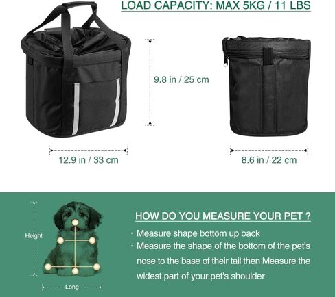 ANZOME Dogs Carrier Bike Basket, Handlebar Basket Folding Front Removable with Adjust Dog Seatbelts Bicycle Baset Quick Release Easy Install Detachable Cycling Bag Mountain Picnic Shopping in Saudi Arabia