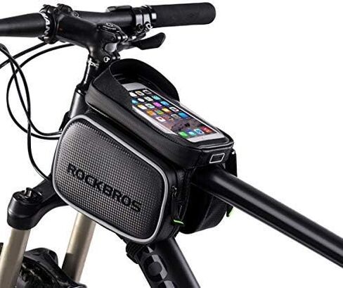 ROCKBROS Bike Bag Waterproof Top Tube Phone Bag Front Frame Mountain Bicycle Touch Screen Cell Phone Holder Pouch Compatible with iPhone X, 8 Plus 7 in Saudi Arabia